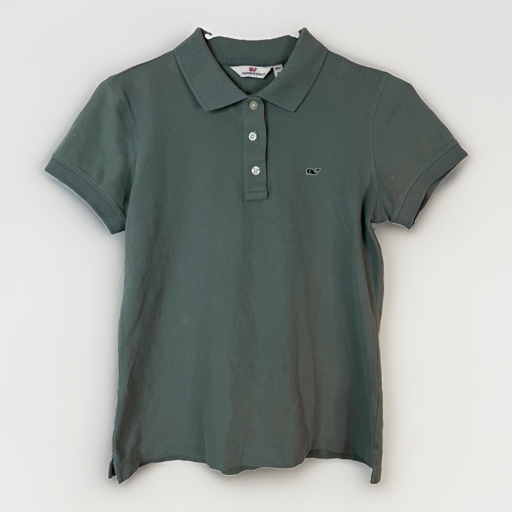 Vineyard Vines Men's Green Piqué Cotton Polo Whale Logo Short Sleeve XS